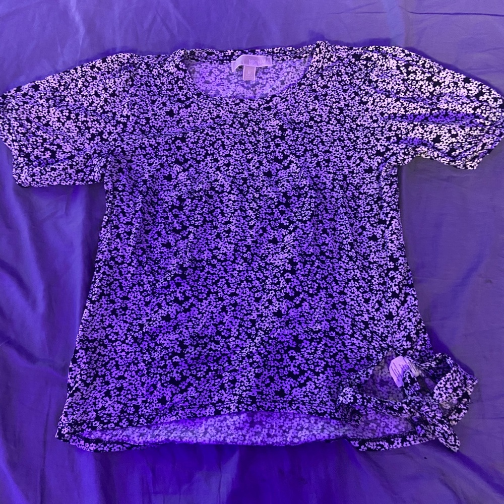 Michael Kors, flower, black, and white shirt
